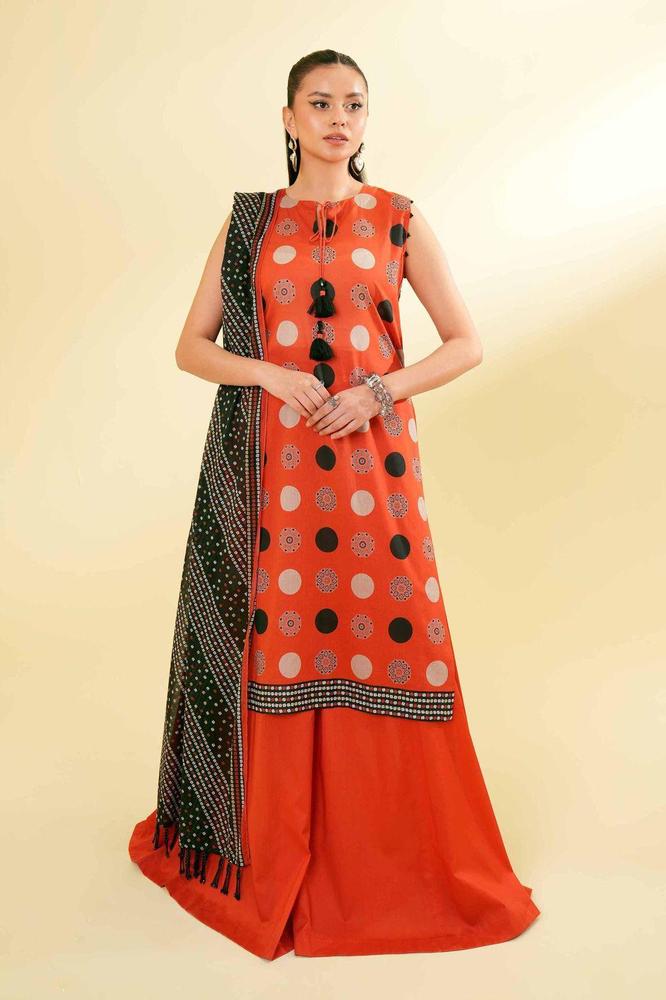 3 Pcs Women's Unstitched Lawn Printed Suit