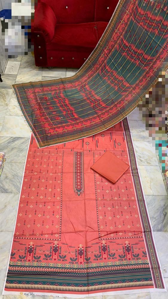 3 Pcs Women's Unstitched Lawn Digital Print Suit