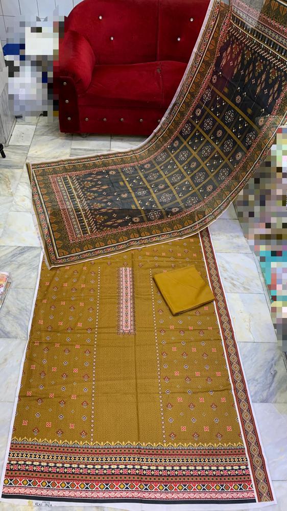 3 Pcs Women's Unstitched Lawn Digital Print Suit