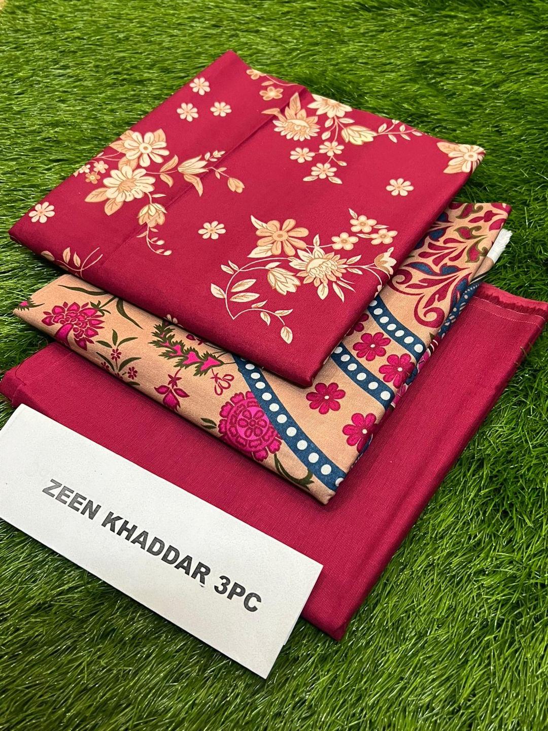 3 Pcs Women's Unstitched Khaddar Printed Suit