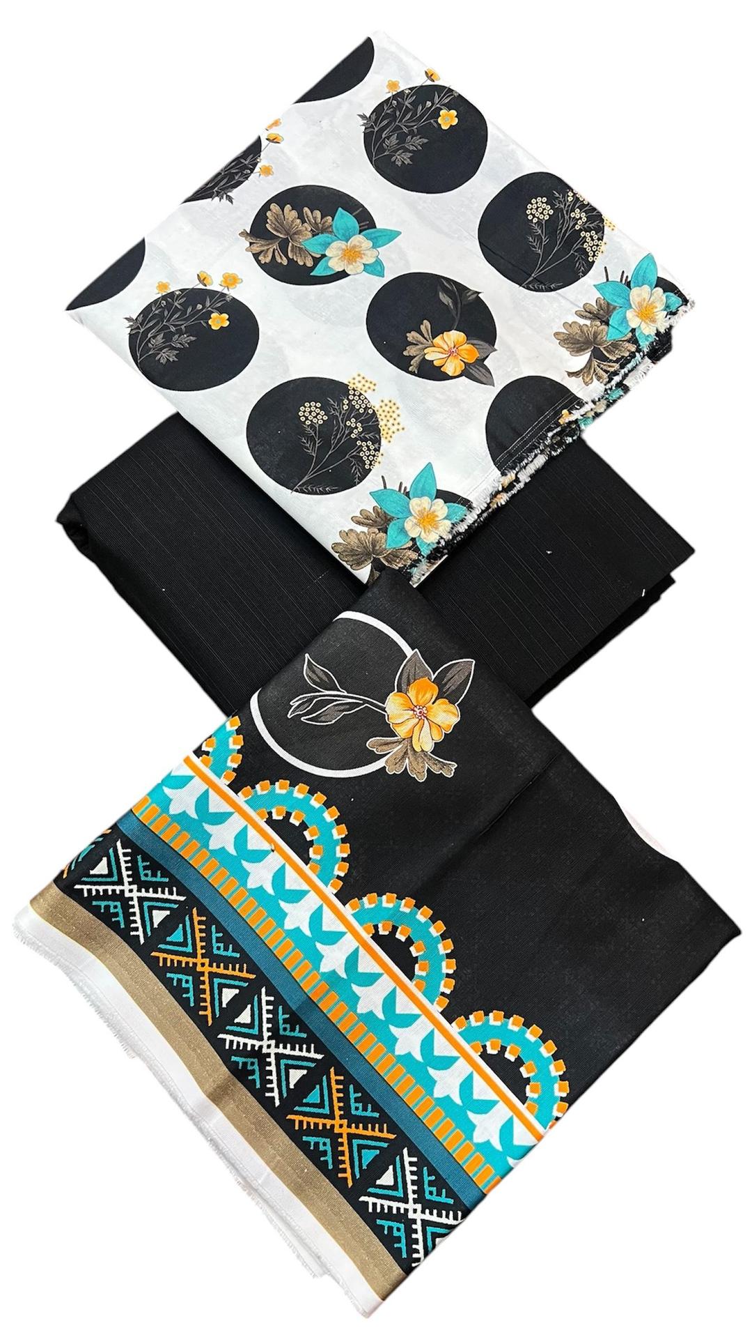 3 Pcs Women's Unstitched Printed Suit