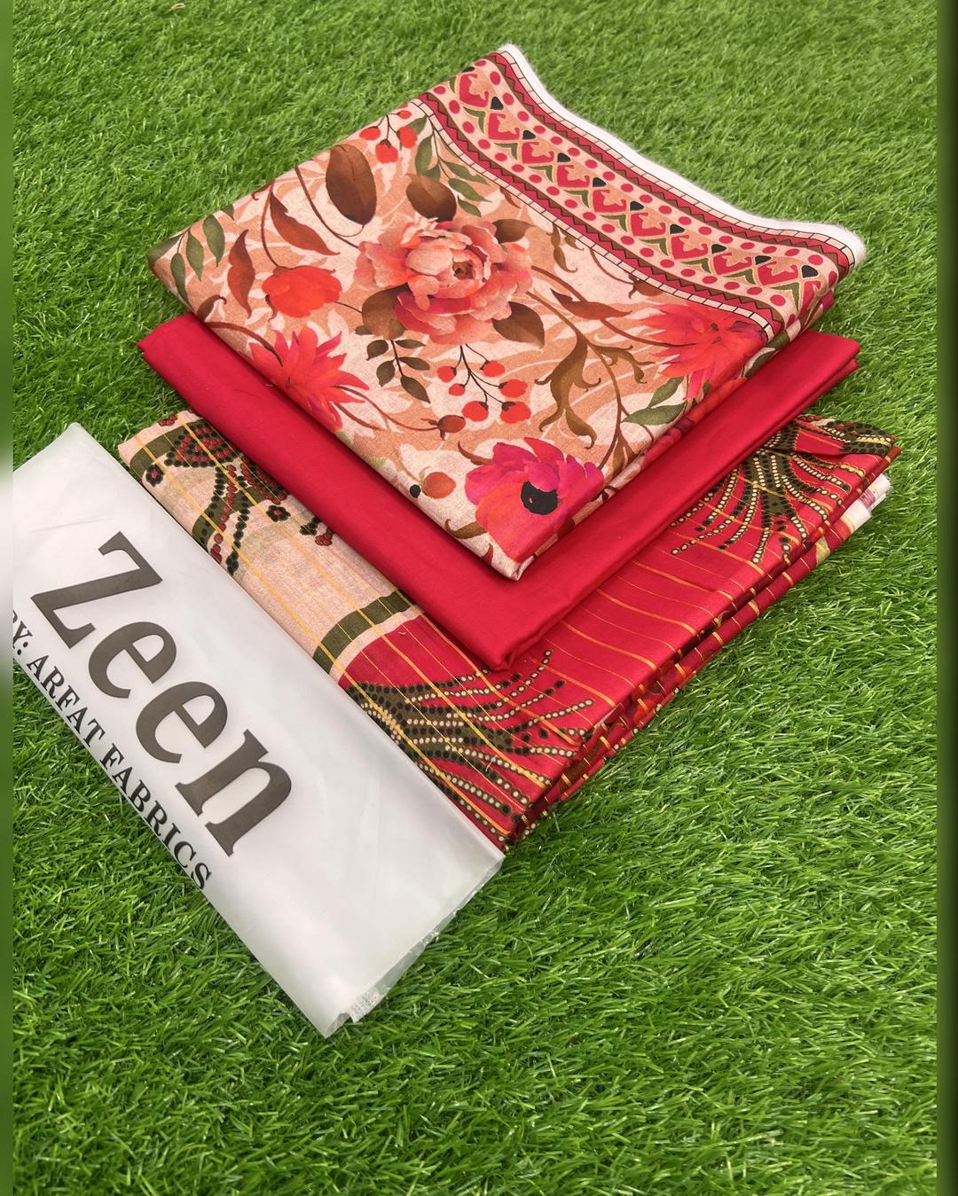 3 Pcs Women's Unstitched Printed Suit