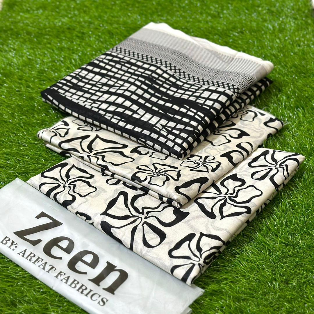 3 Pcs Women's Unstitched Printed Suit