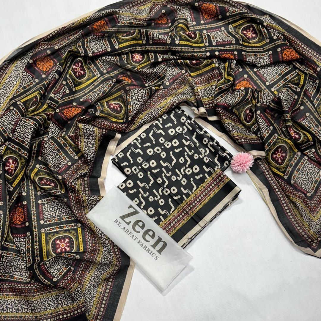 3 Pcs Women's Unstitched Printed Suit