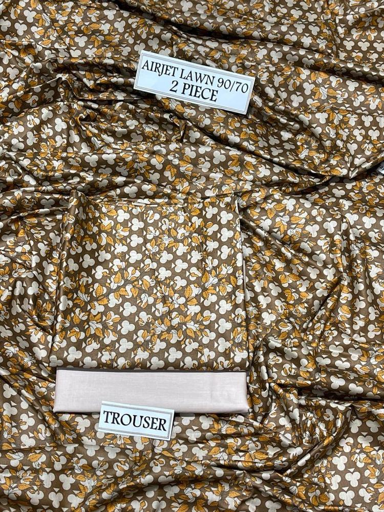 2 Pcs Women's Unstitched Lawn Printed Suit