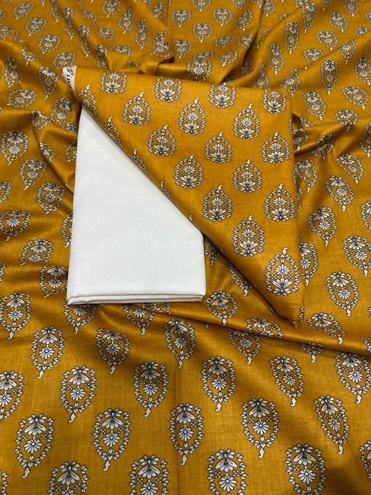 2 Pcs Women's Unstitched Lawn Printed Suit