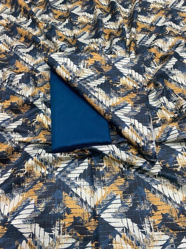 2 Pcs Women's Unstitched Lawn Printed Suit