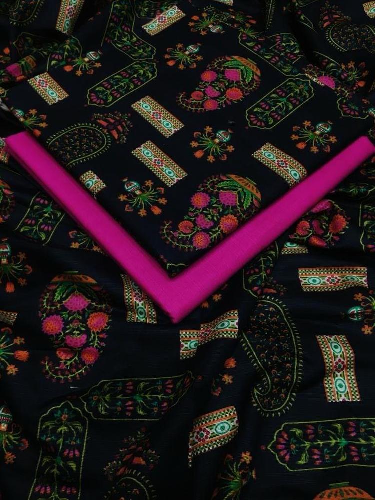 2 Pcs Women's Unstitched Lawn Printed Suit