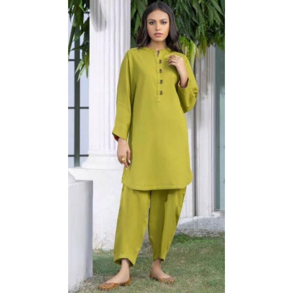 2 Pcs Women's Unstitched Cambric Plain Suit