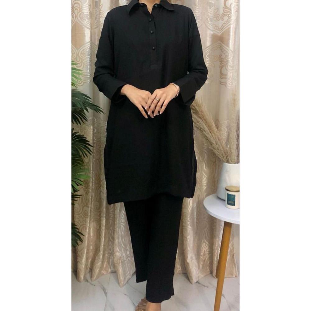 2 Pcs Women's Unstitched Cambric Plain Suit