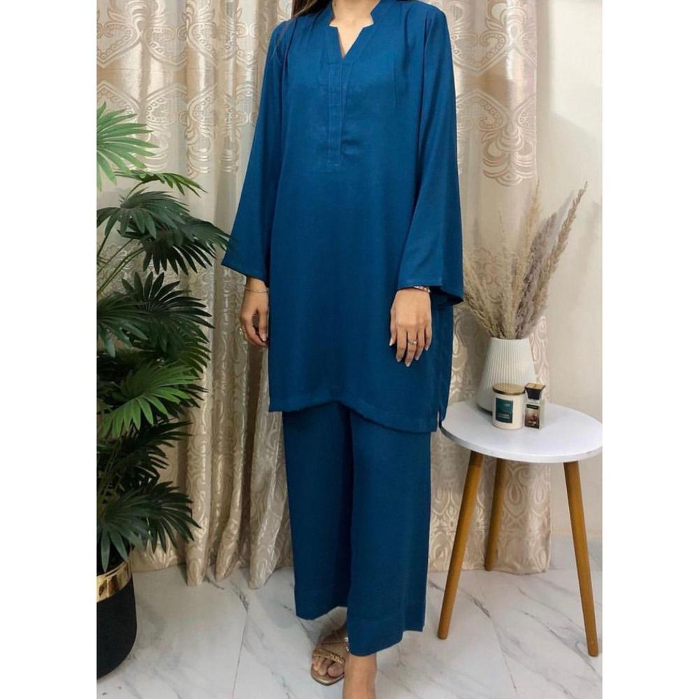 2 Pcs Women's Unstitched Cambric Plain Suit
