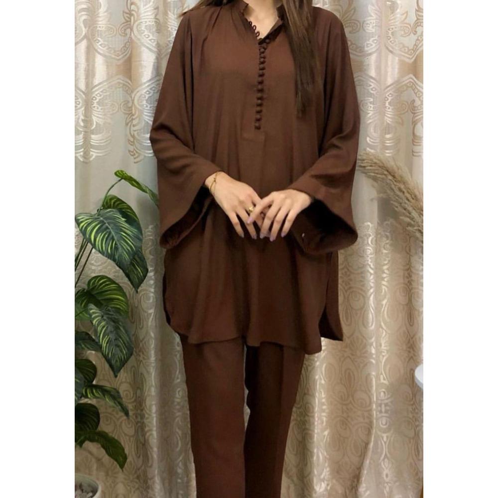 2 Pcs Women's Unstitched Cambric Plain Suit