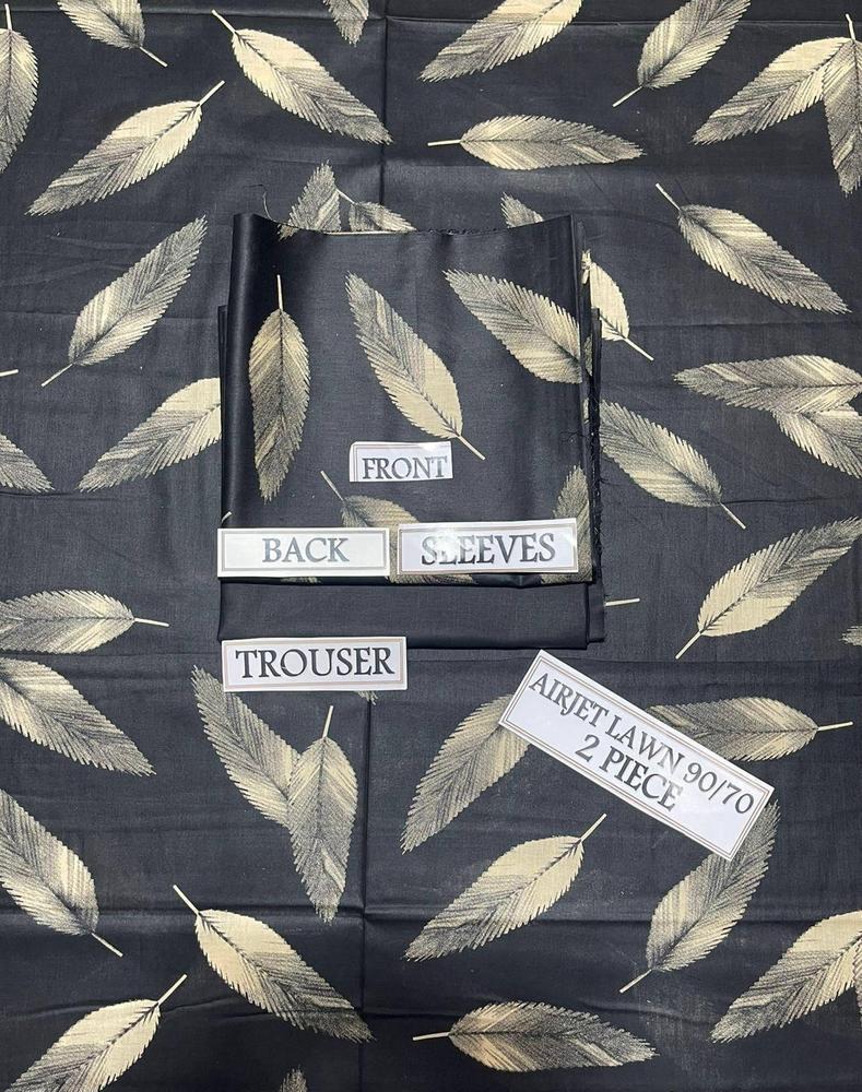 2 Pcs Women's Unstitched Lawn Printed Suit