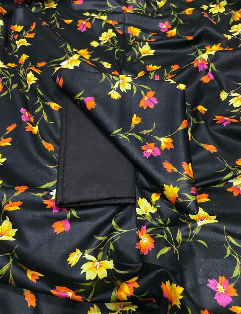 2 Pcs Women's Unstitched Lawn Printed Suit