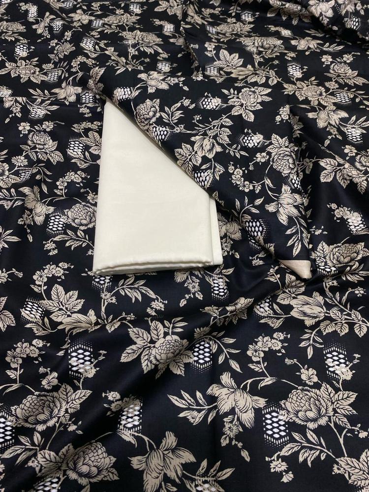 2 Pcs Women's Unstitched Lawn Printed Suit