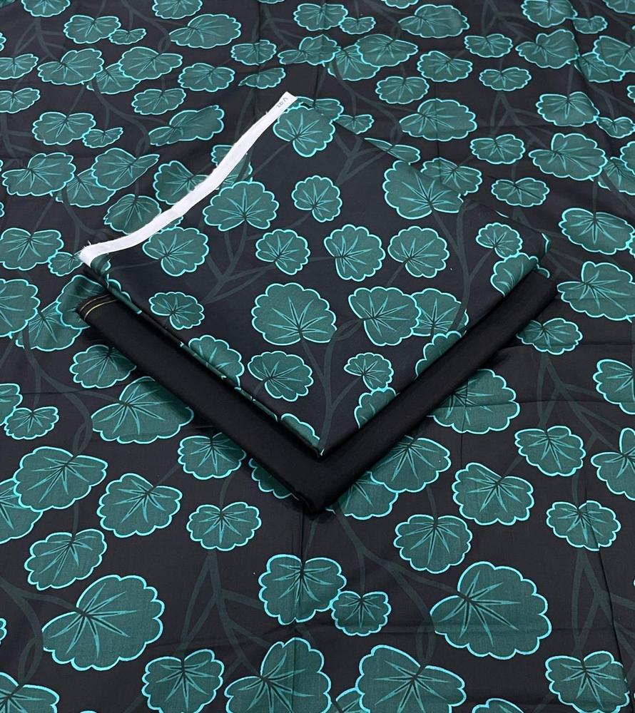 2 Pcs Women's Unstitched Lawn Printed Suit