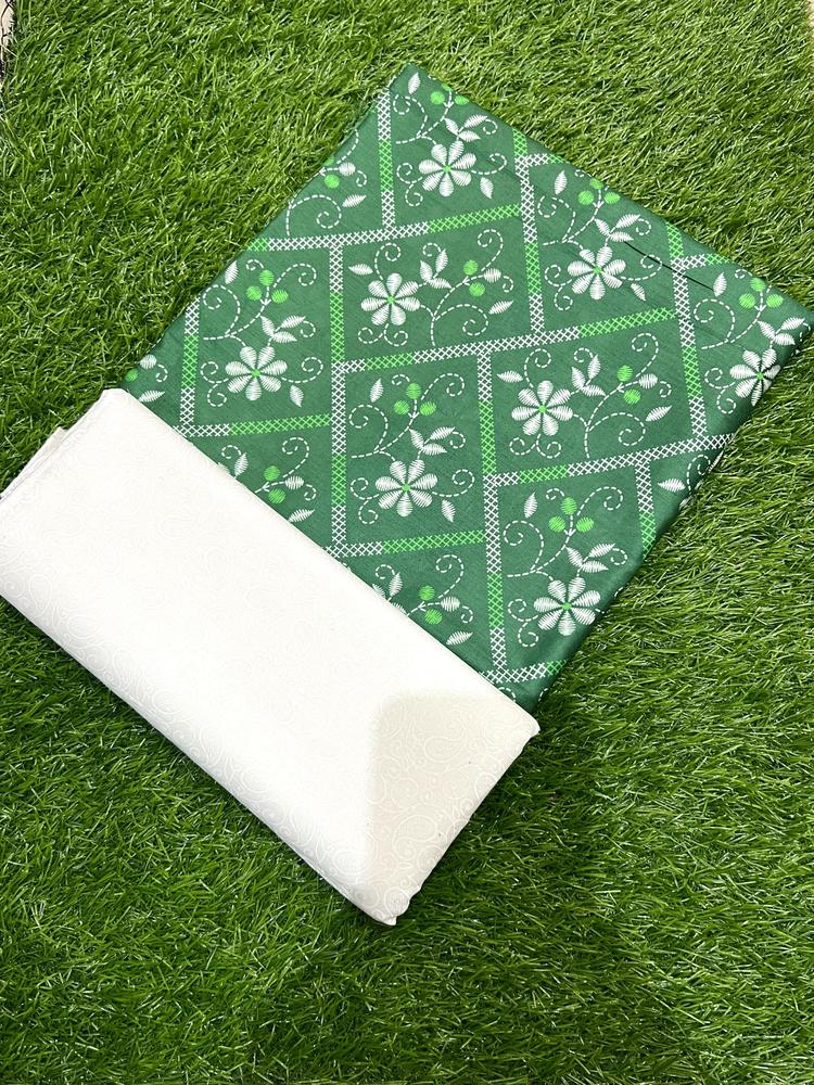 2 Pcs Women's Unstitched Lawn Printed Suit