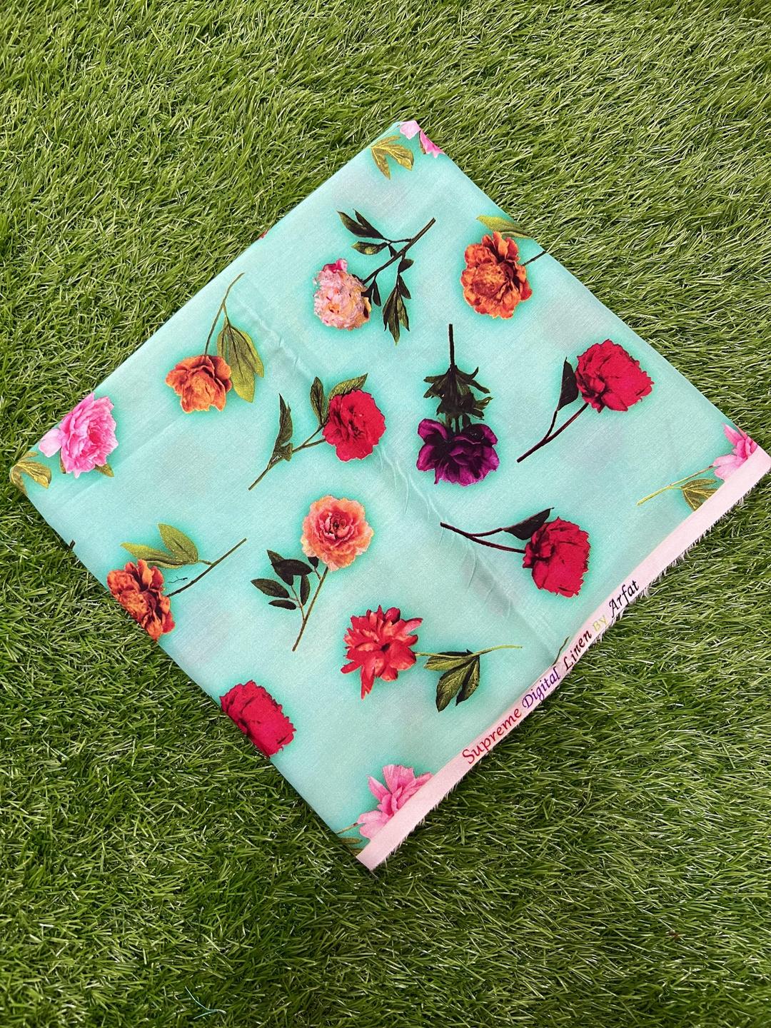 2 Pcs Women's Unstitched Linen Printed Suit