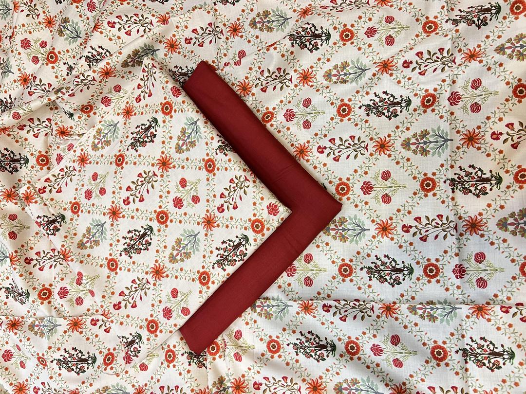 2 Pcs Women's Unstitched Linen Printed Suit