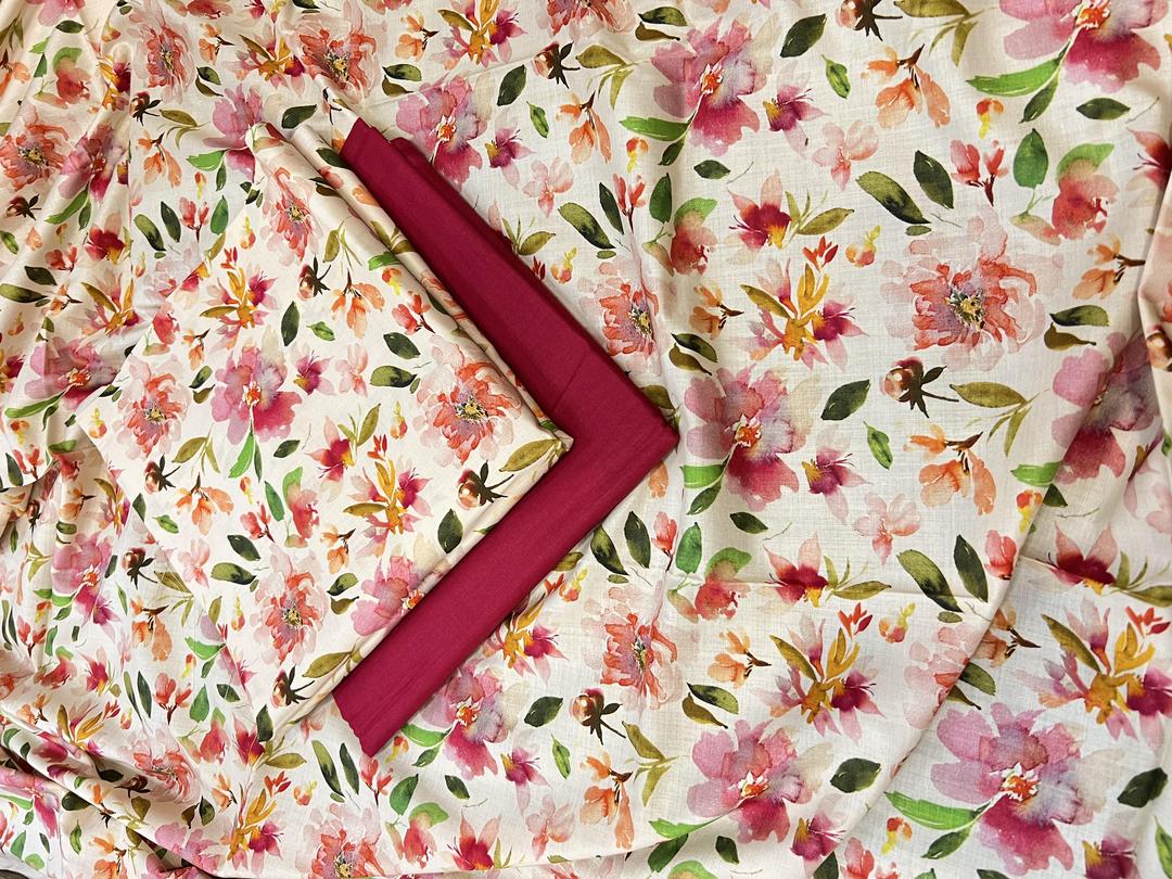 2 Pcs Women's Unstitched Linen Printed Suit