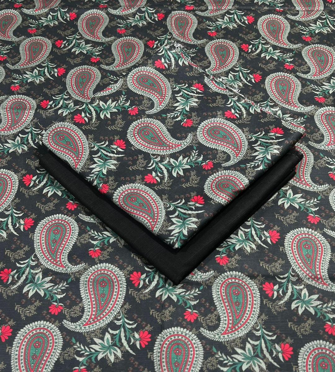 2 Pcs Women's Unstitched Khaddar Printed Suit