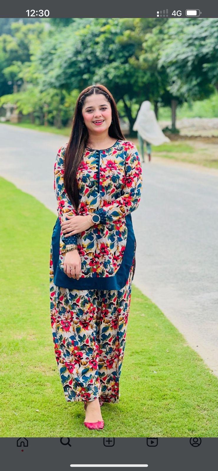 2 Pcs Women's Unstitched Printed Suit