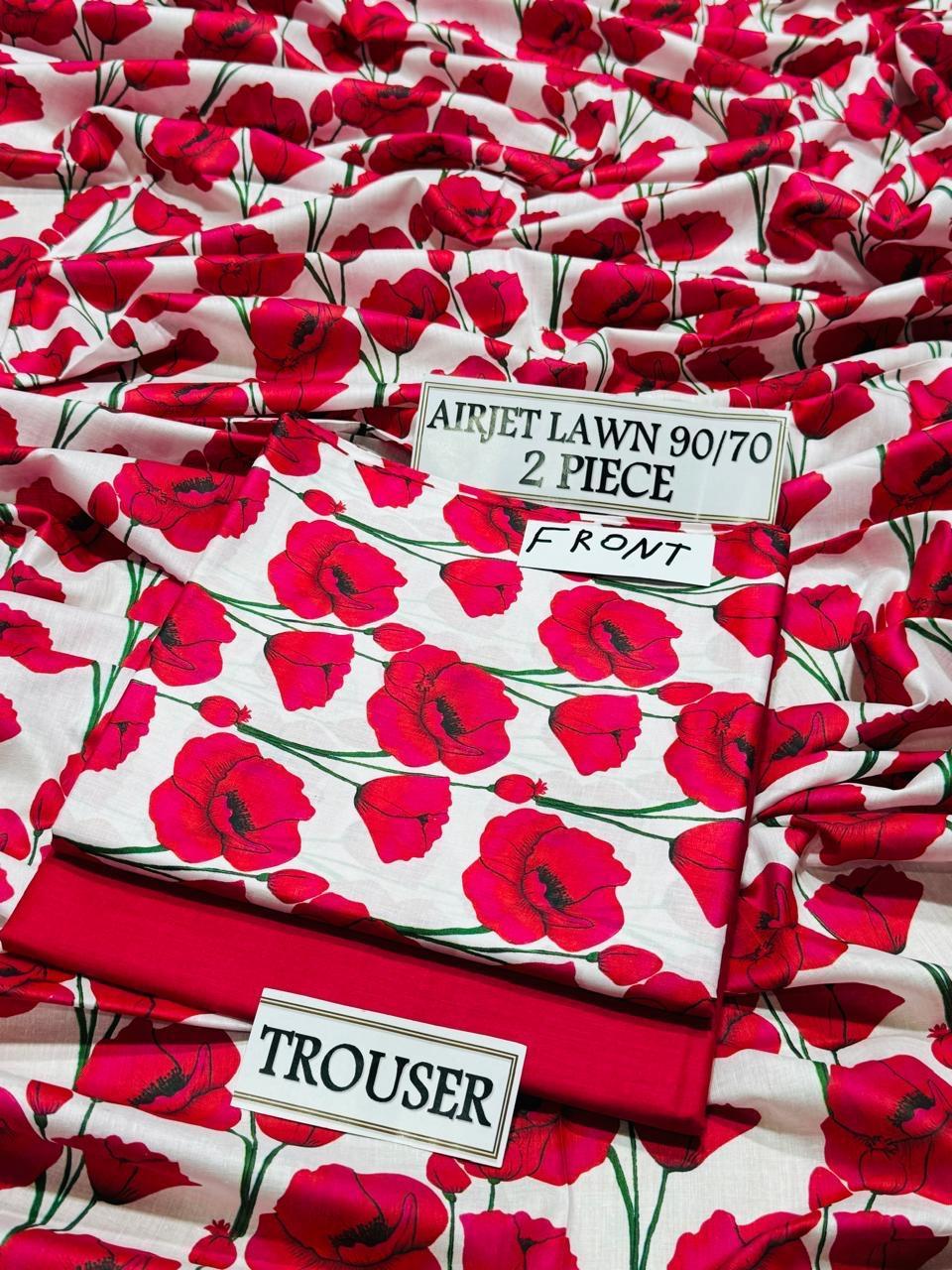 2 Pcs Women's Unstitched Printed Suit