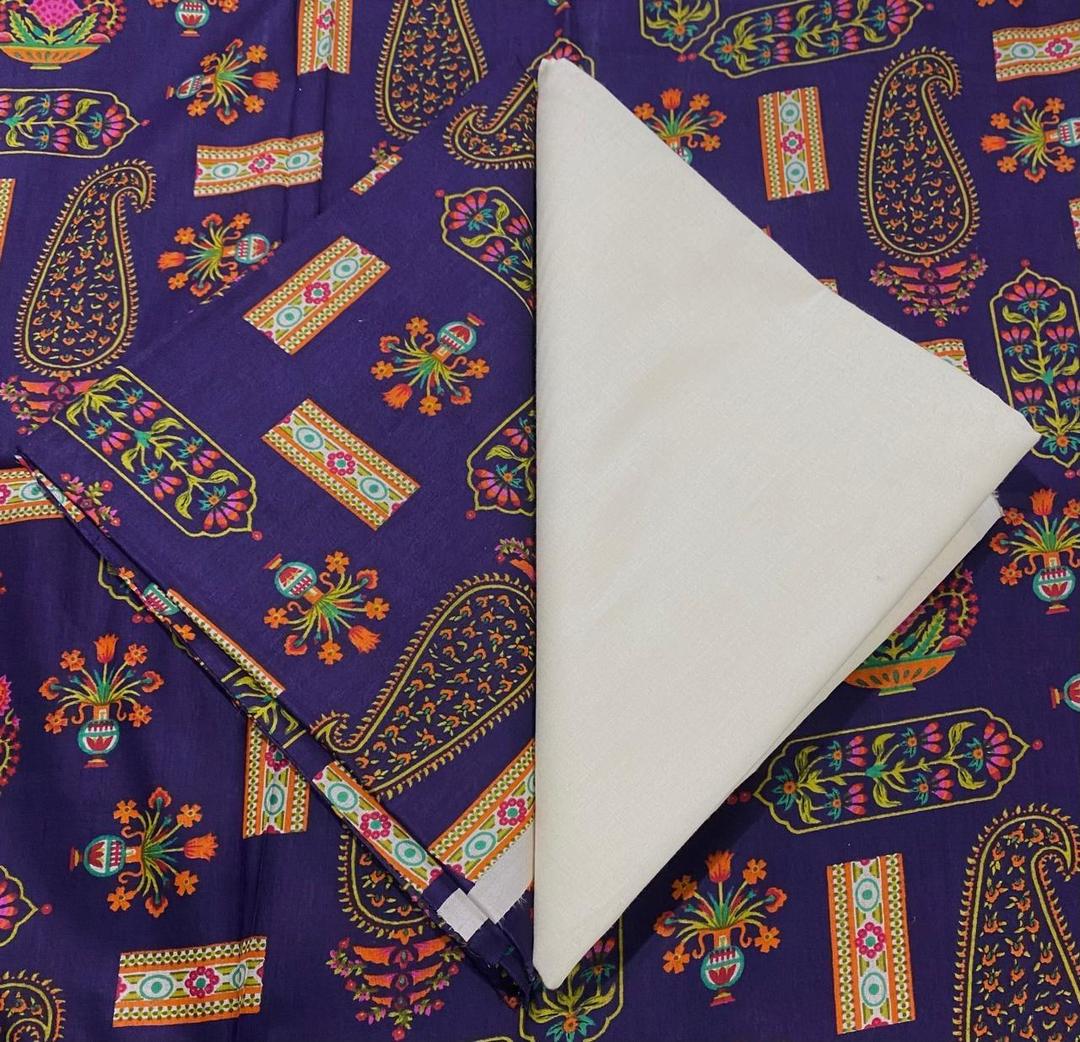 2 Pcs Women's Unstitched Printed Suit