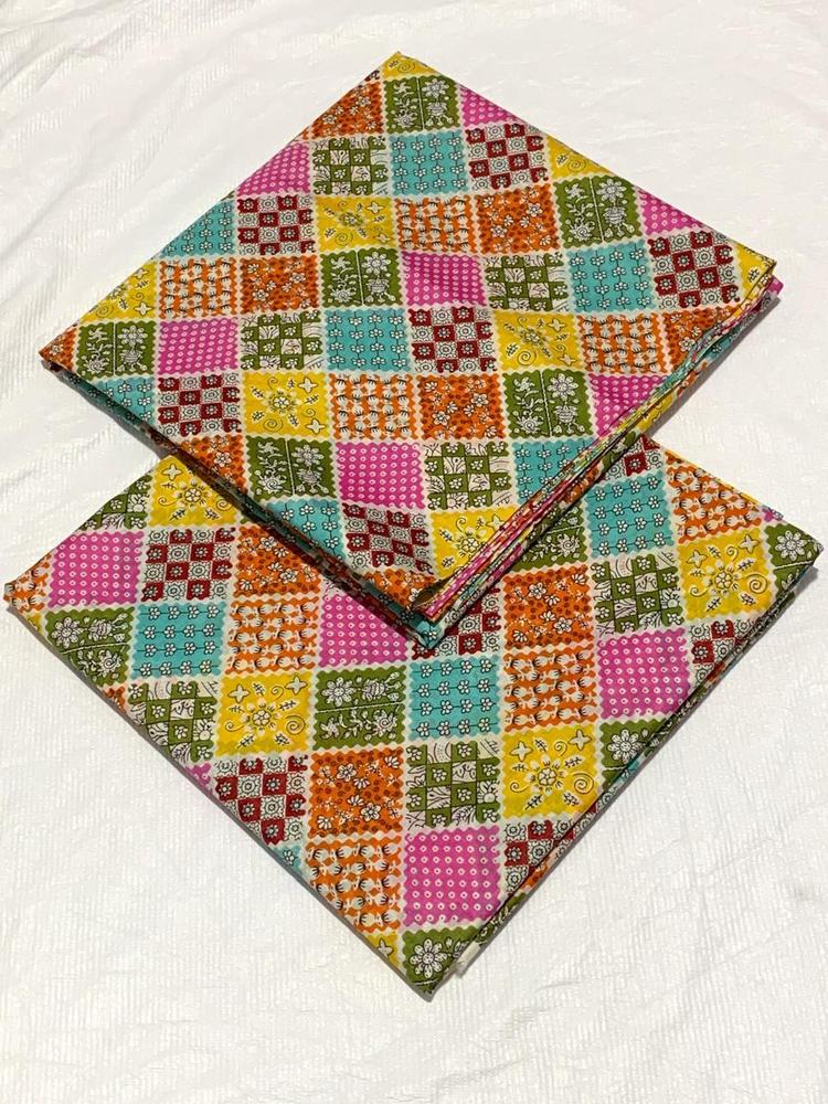 2 Pcs Women's Unstitched Lawn Printed Suit