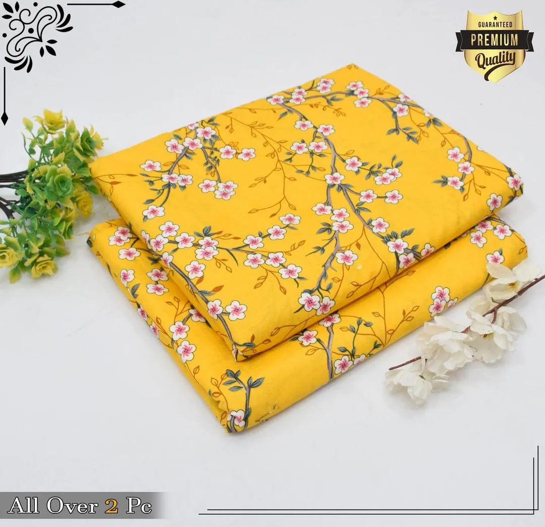 2 Pcs Women's Unstitched Printed Suit