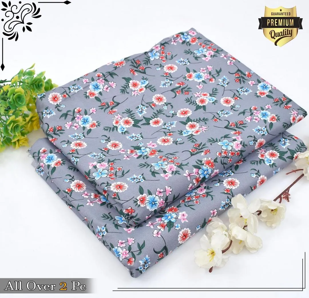 2 Pcs Women's Unstitched Printed Suit