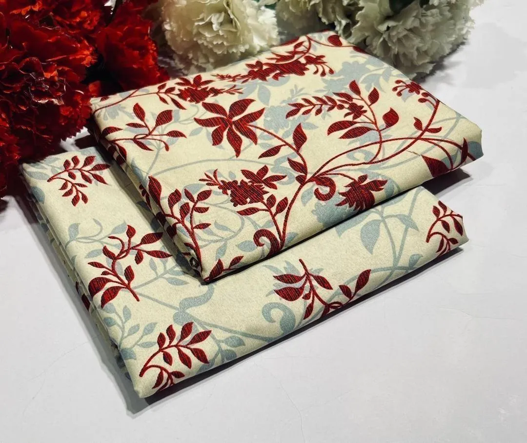 2 Pcs Women's Unstitched Printed Suit