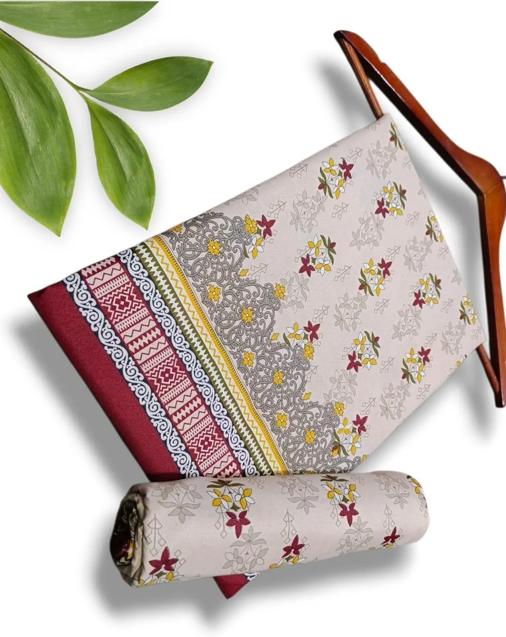 2 Pcs Women's Unstitched Printed Suit