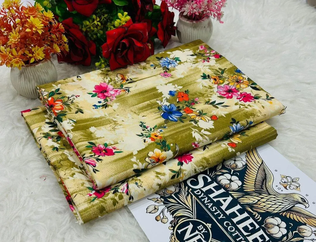 2 Pcs Women's Unstitched Printed Suit