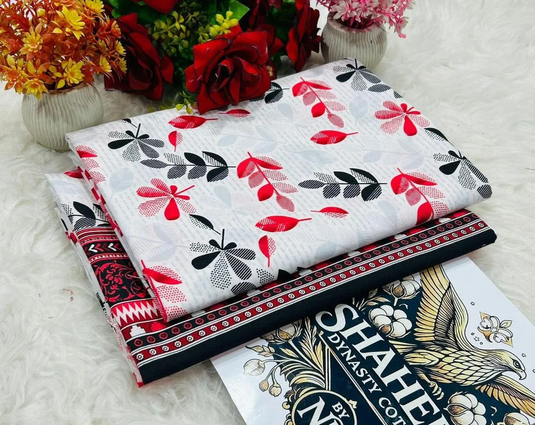 2 Pcs Women's Unstitched Printed Suit