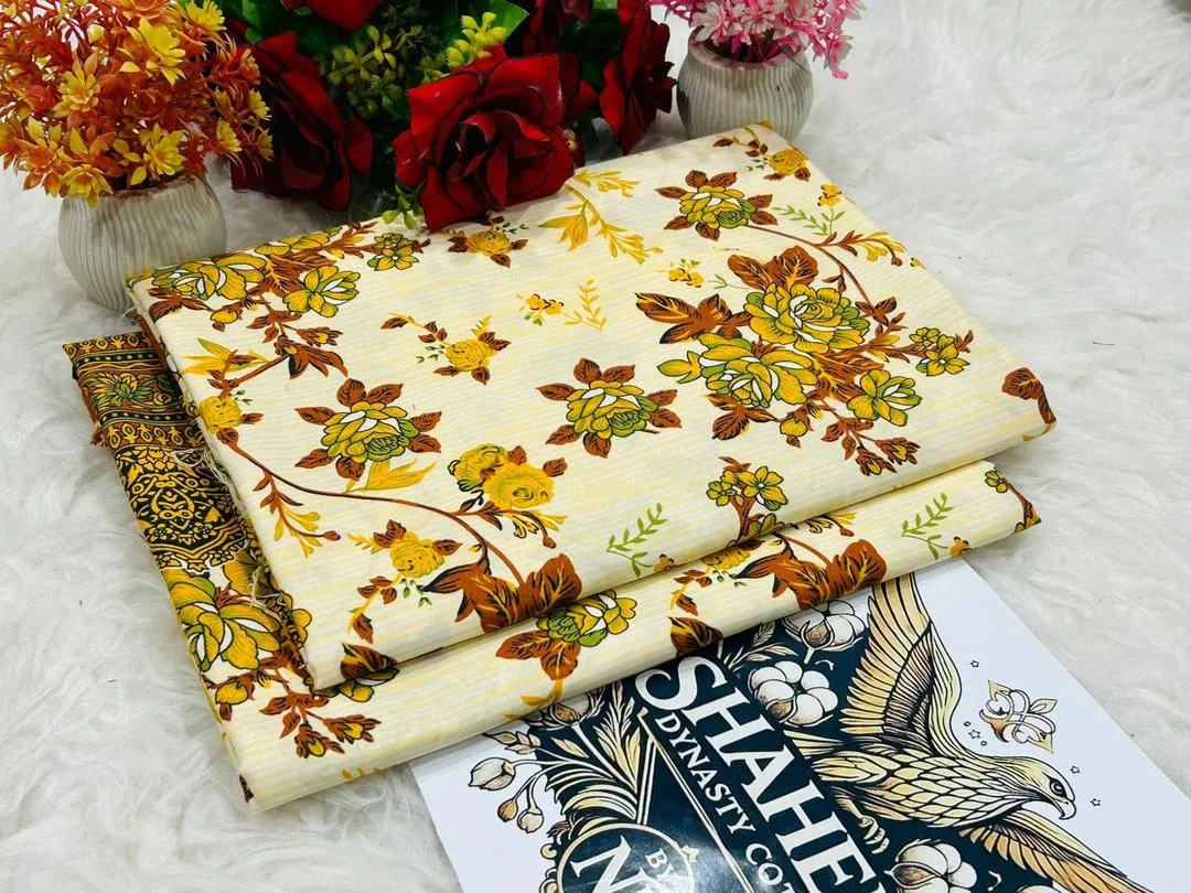 2 Pcs Women's Unstitched Printed Suit