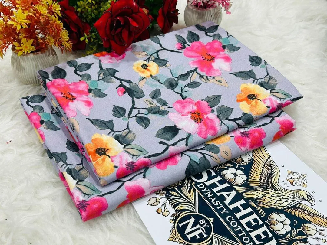 2 Pcs Women's Unstitched Printed Suit