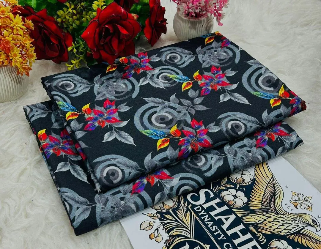 2 Pcs Women's Unstitched Printed Suit