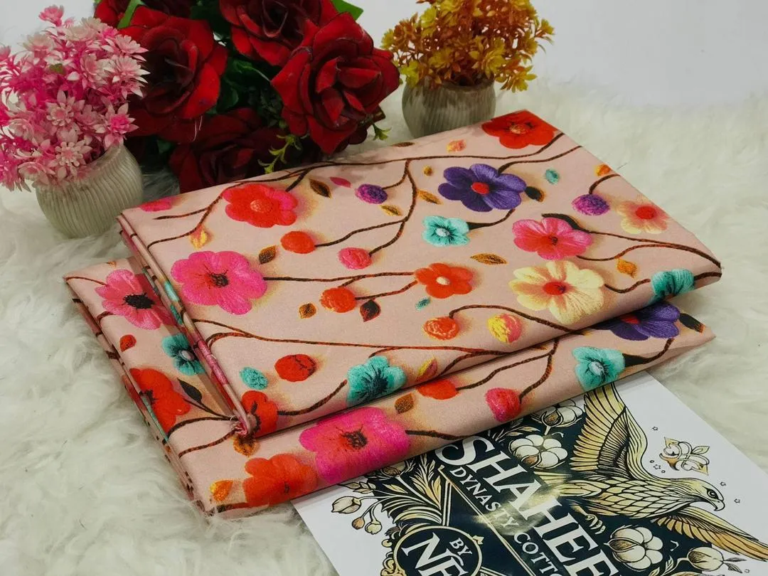 2 Pcs Women's Unstitched Printed Suit