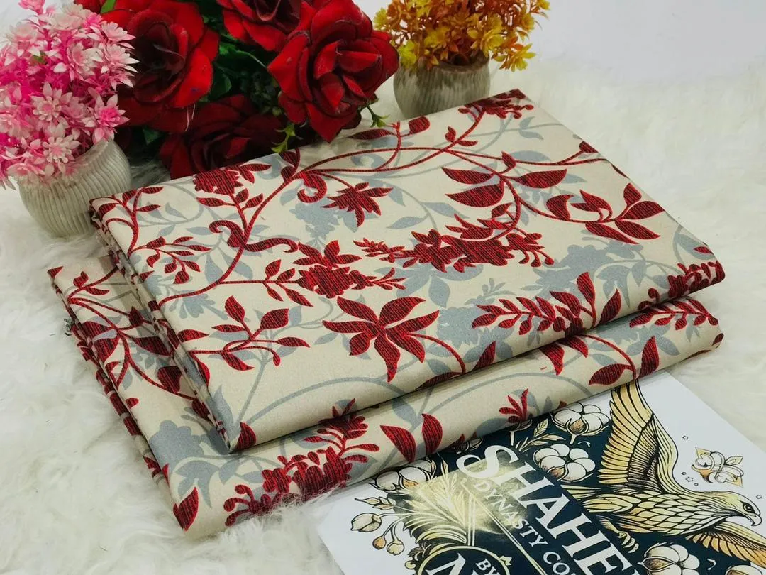 2 Pcs Women's Unstitched Printed Suit