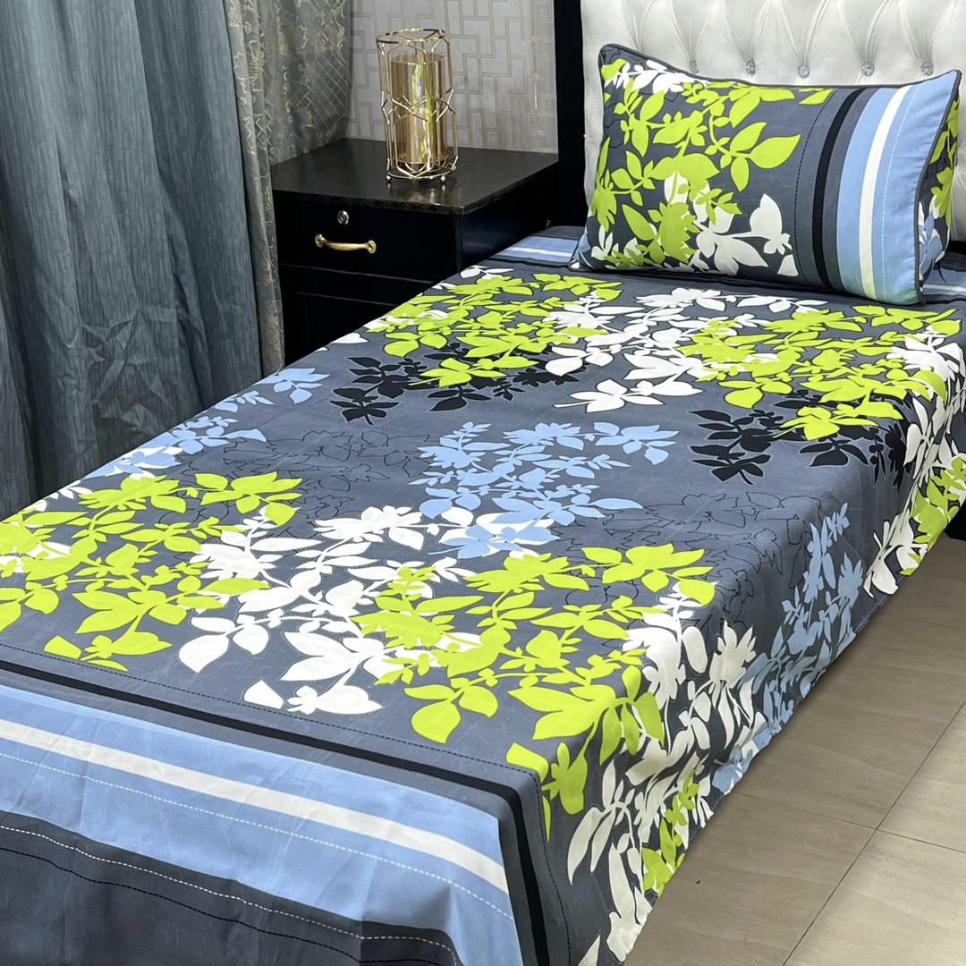 2 Pcs Crystal Cotton Printed Single Bedsheet