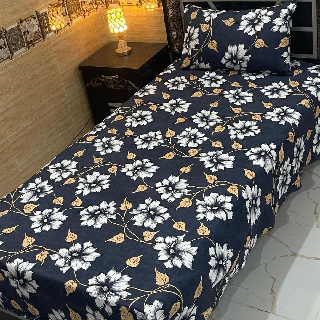 4 Pcs Crystal Cotton Printed Single Bedsheet