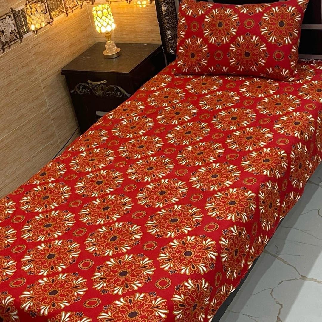 4 Pcs Crystal Cotton Printed Single Bedsheet