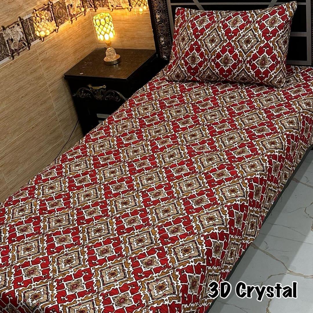 4 Pcs Crystal Cotton Printed Single Bedsheet