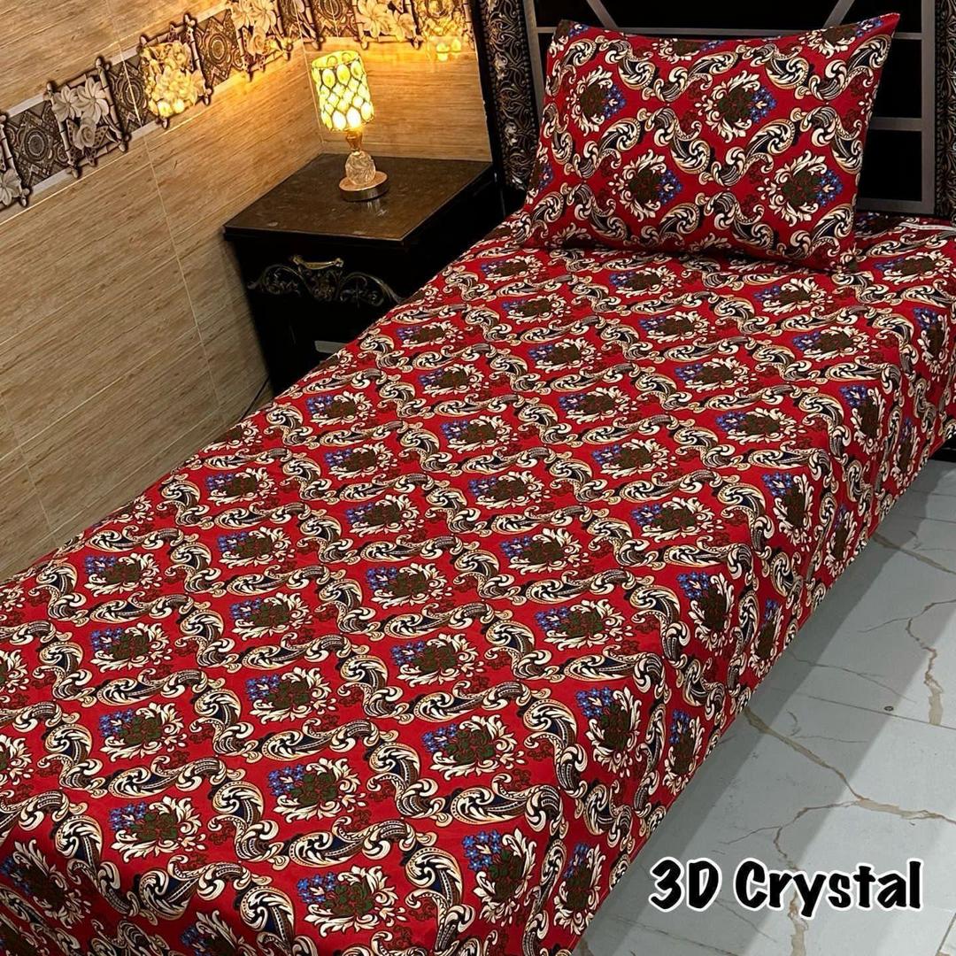 4 Pcs Crystal Cotton Printed Single Bedsheet