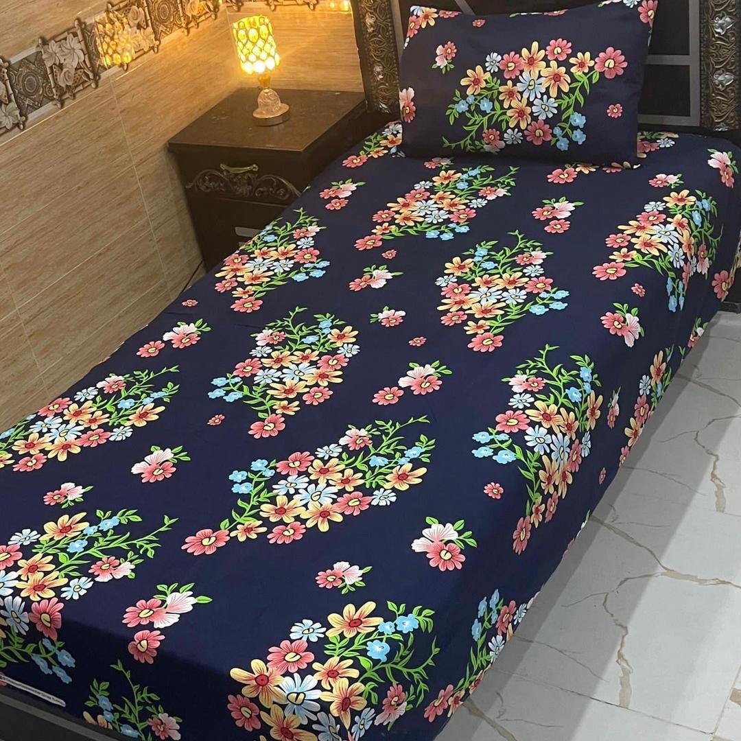 4 Pcs Crystal Cotton Printed Single Bedsheet