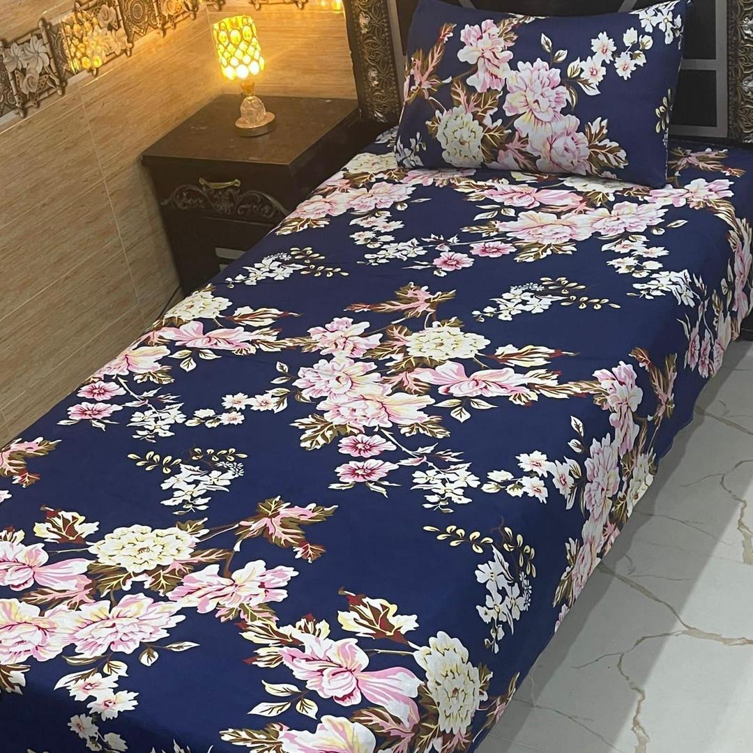 4 Pcs Crystal Cotton Printed Single Bedsheet