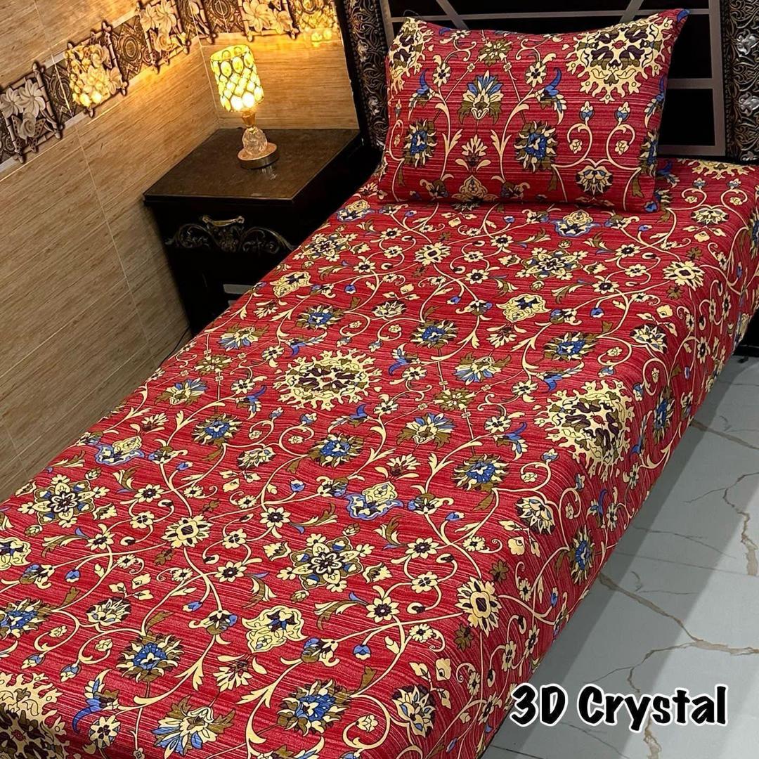 4 Pcs Crystal Cotton Printed Single Bedsheet