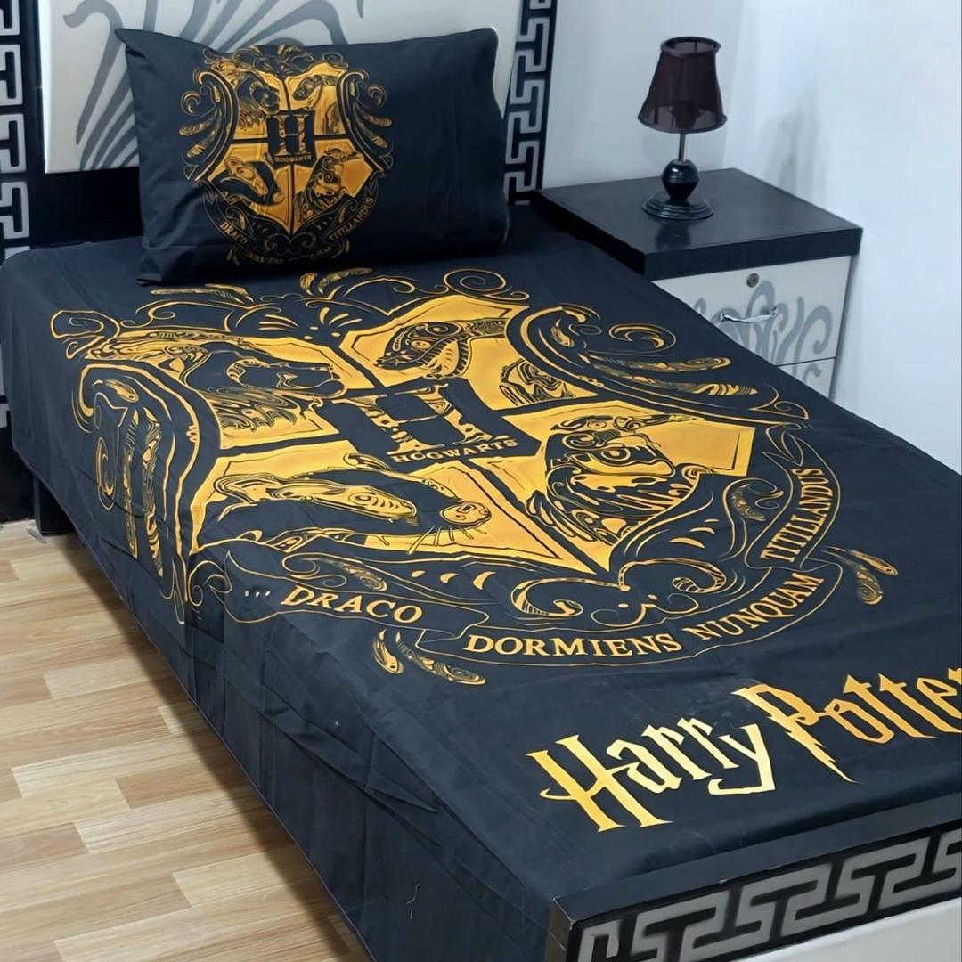 2 Pcs Cotton Printed Single Bedsheet