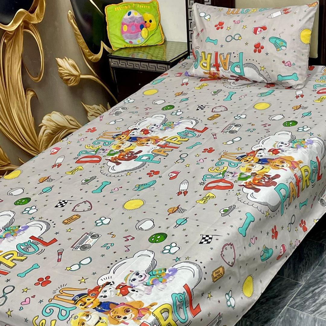 2 Pcs Cotton Printed Single Bedsheet
